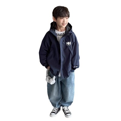 男童外套春秋季2024新款大儿童装冲锋衣秋季男孩潮牌工装风衣秋装