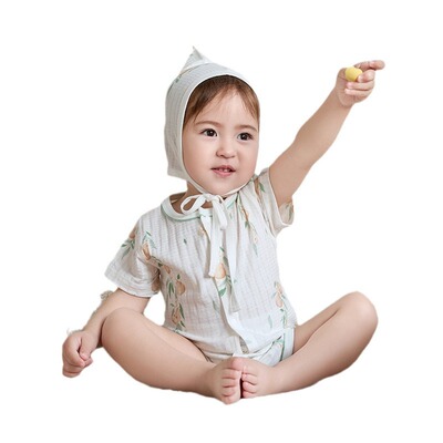 婴儿包屁衣短袖抗菌新生儿衣服透气男女宝宝三角哈衣薄款连体衣